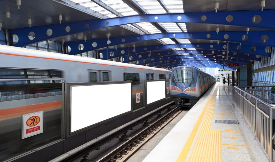Blank billboard at subway station in beijing