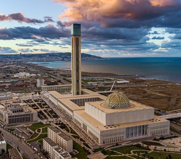 The,Great,Mosque,Of,Algiers,With,A,Sunset