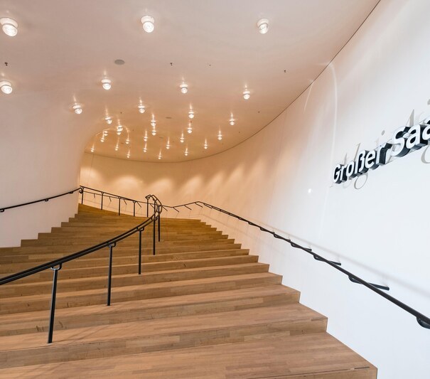 HHKYN6 Elbphilharmonie, Hamburg, Germany; Interior staircase to concert hall at&nbsp; new opera house in Hamburg, Germany.